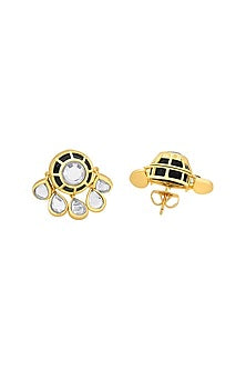 Gold Plated Mirror Enamelled Stud Earrings