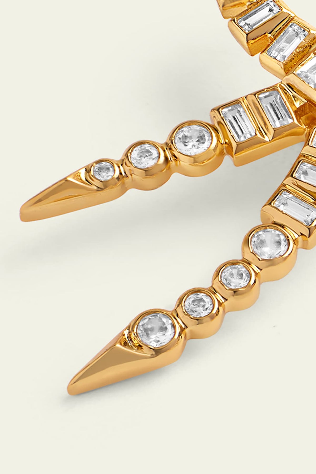 Gold Plated CZ Bow Spiked Stud Earrings