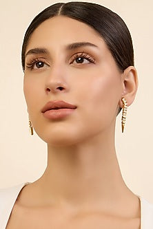 Gold Plated CZ Spiked Dangler Earrings