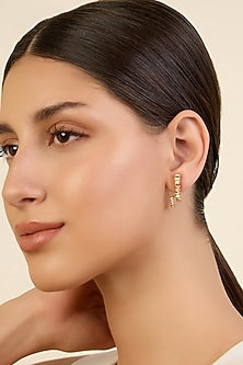 Gold Plated CZ Spiked Stud Earrings
