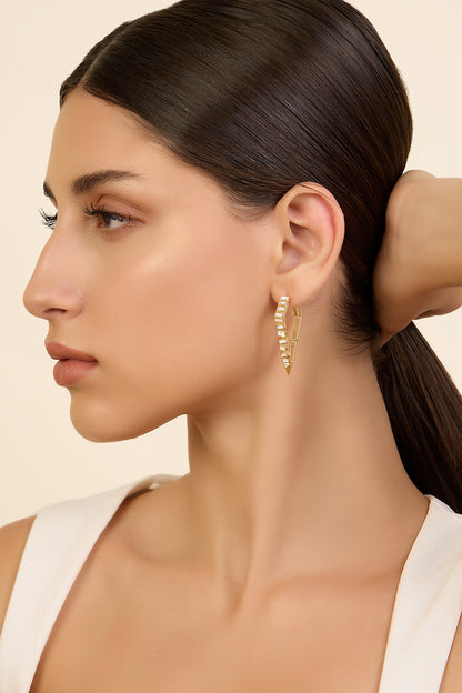 Gold Plated CZ Spiked Hoop Earrings
