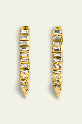 Gold Plated CZ Spiked Hoop Earrings