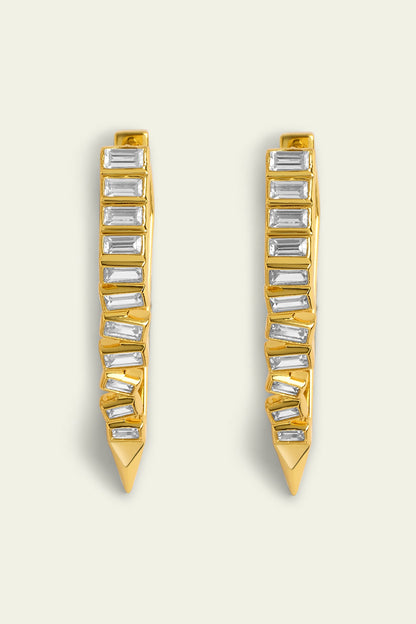 Gold Plated CZ Spiked Hoop Earrings