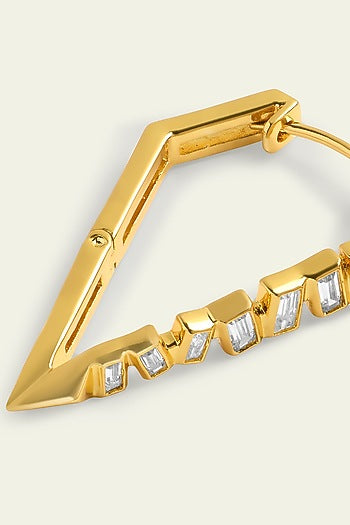 Gold Plated CZ Spiked Hoop Earrings