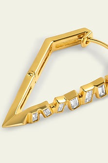 Gold Plated CZ Spiked Hoop Earrings