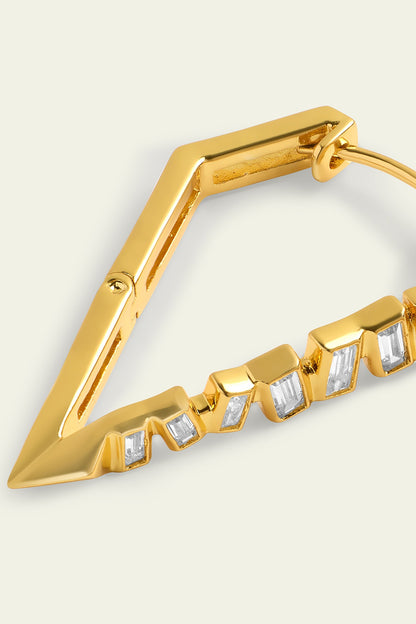 Gold Plated CZ Spiked Hoop Earrings