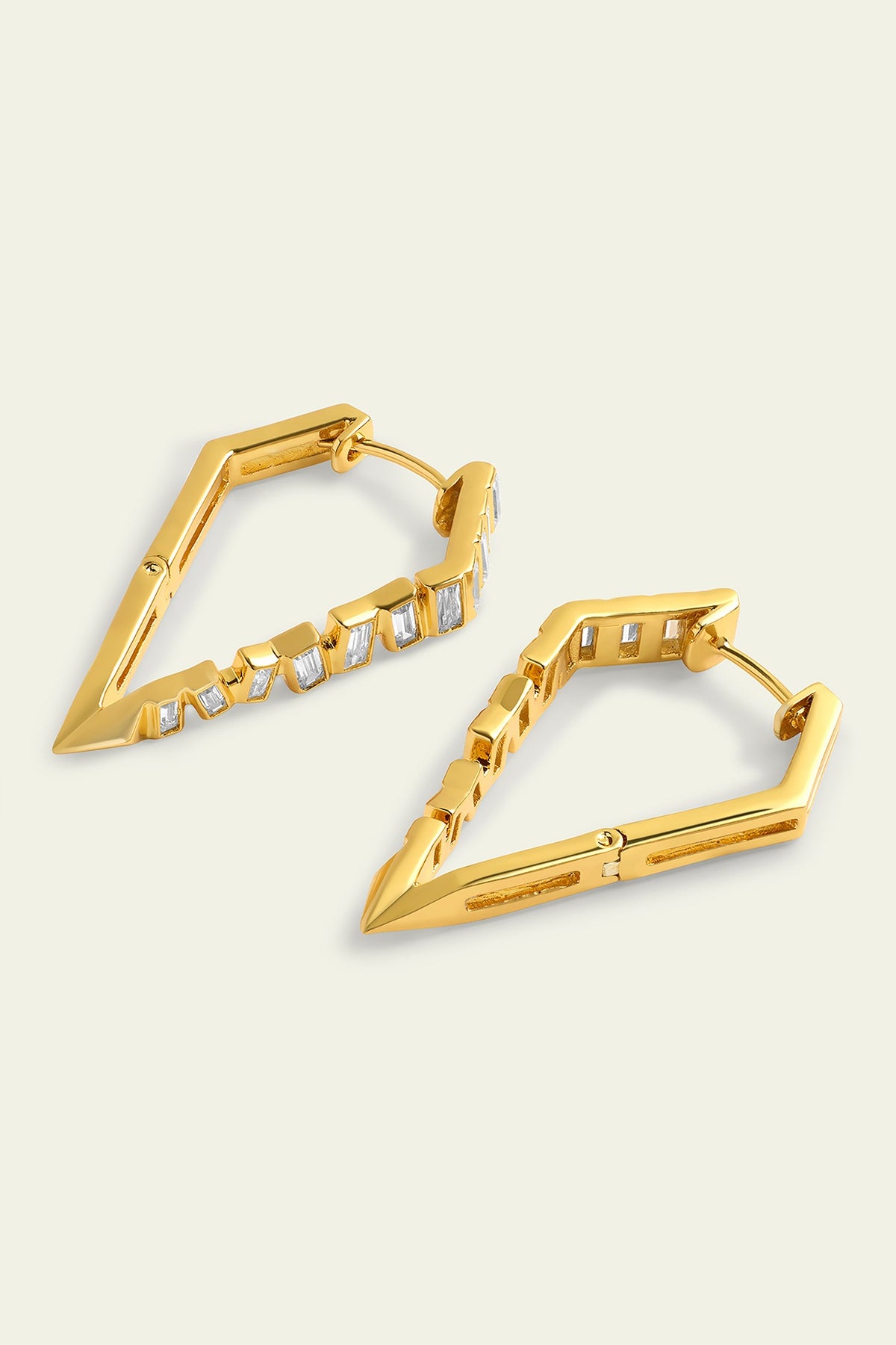 Gold Plated CZ Spiked Hoop Earrings