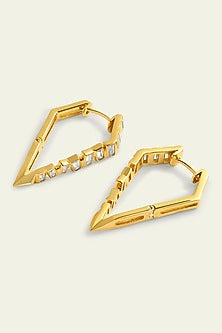 Gold Plated CZ Spiked Hoop Earrings