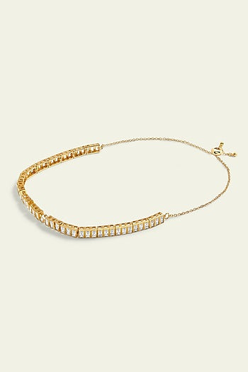 Gold Plated CZ Abstract Choker Necklace
