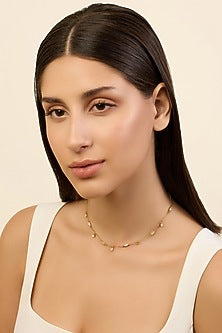 Gold Plated CZ Spike Charm Choker Necklace
