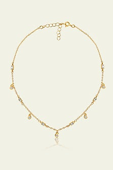 Gold Plated CZ Spike Charm Choker Necklace