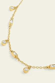 Gold Plated CZ Spike Charm Choker Necklace