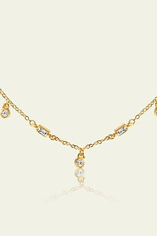Gold Plated CZ Spike Charm Choker Necklace