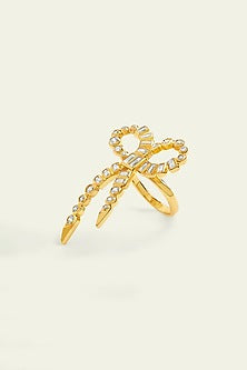 Gold Plated CZ Bow Spike Ring