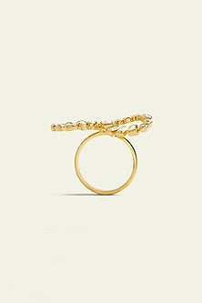 Gold Plated CZ Bow Spike Ring