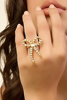 Gold Plated CZ Bow Spike Ring