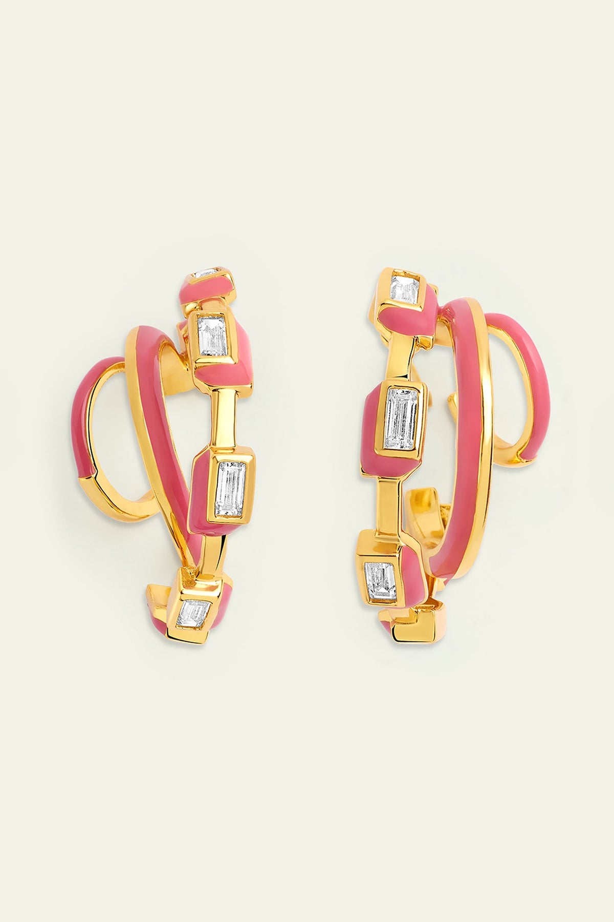 Gold Plated Synthetic Stone Enamelled Dangler Earrings