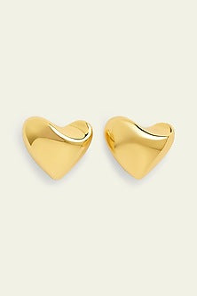 Gold Plated Synthetic Stone Heart Stud Earrings