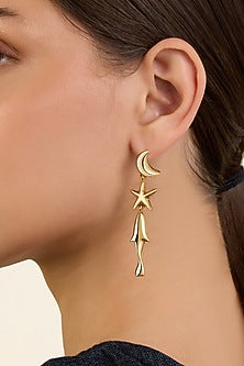 Gold Plated Synthetic Stone Dangler Earrings