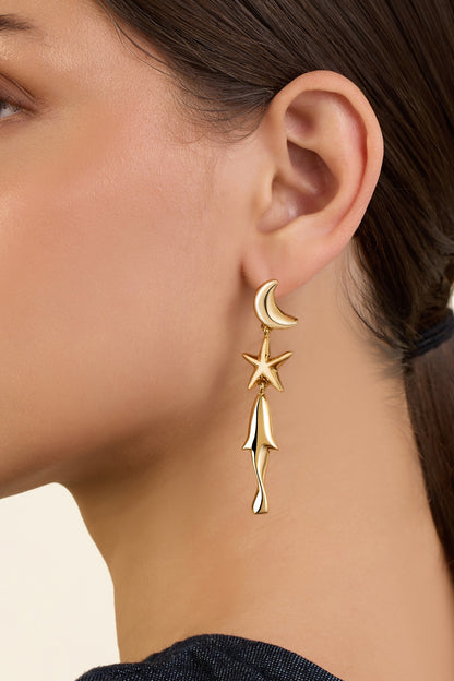Gold Plated Synthetic Stone Dangler Earrings