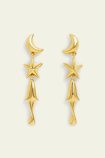 Gold Plated Synthetic Stone Dangler Earrings