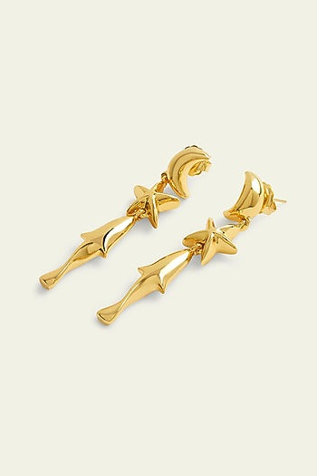 Gold Plated Synthetic Stone Dangler Earrings
