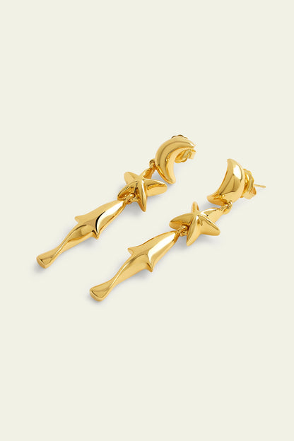 Gold Plated Synthetic Stone Dangler Earrings