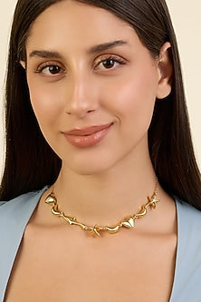 Gold Plated Synthetic Stone Charm Necklace
