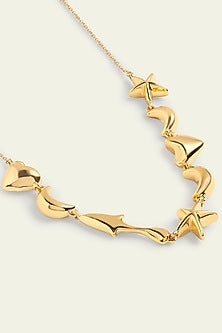 Gold Plated Synthetic Stone Charm Necklace