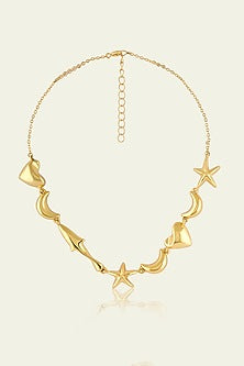 Gold Plated Synthetic Stone Charm Necklace