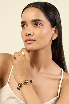 Gold Plated Black Crystal & Zircon Cuff