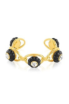 Gold Plated Black Crystal & Zircon Cuff