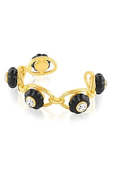 Gold Plated Black Crystal & Zircon Cuff