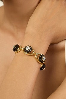 Gold Plated Black Crystal & Zircon Cuff