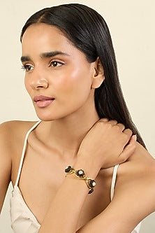 Gold Plated Black Crystal & Zircon Cuff