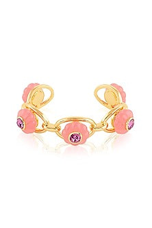 Gold Plated Pink Crystal & Zircon Cuff