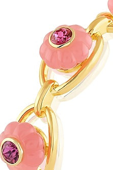 Gold Plated Pink Crystal & Zircon Cuff
