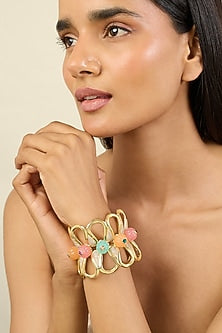 Gold Plated Multi-Colored Crystal & Zirconia Cuff