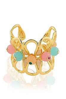 Gold Plated Multi-Colored Crystal & Zirconia Cuff