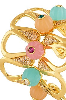 Gold Plated Multi-Colored Crystal & Zirconia Cuff