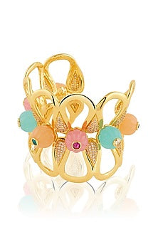 Gold Plated Multi-Colored Crystal & Zirconia Cuff