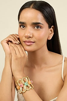 Gold Plated Multi-Colored Crystal & Zirconia Cuff