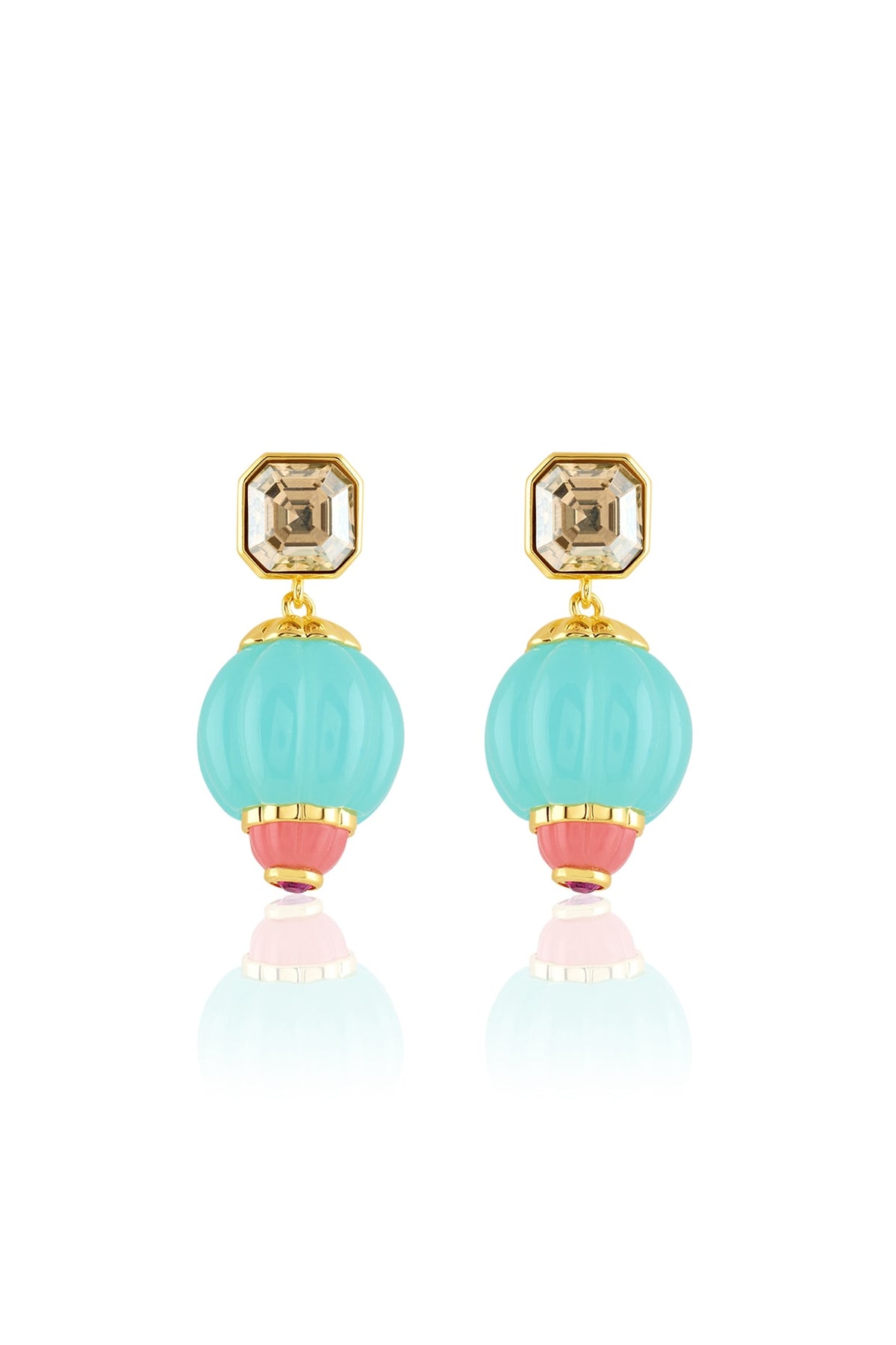 Gold Plated Turquoise Stone Dangler Earrings