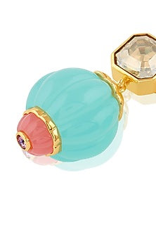 Gold Plated Turquoise Stone Dangler Earrings