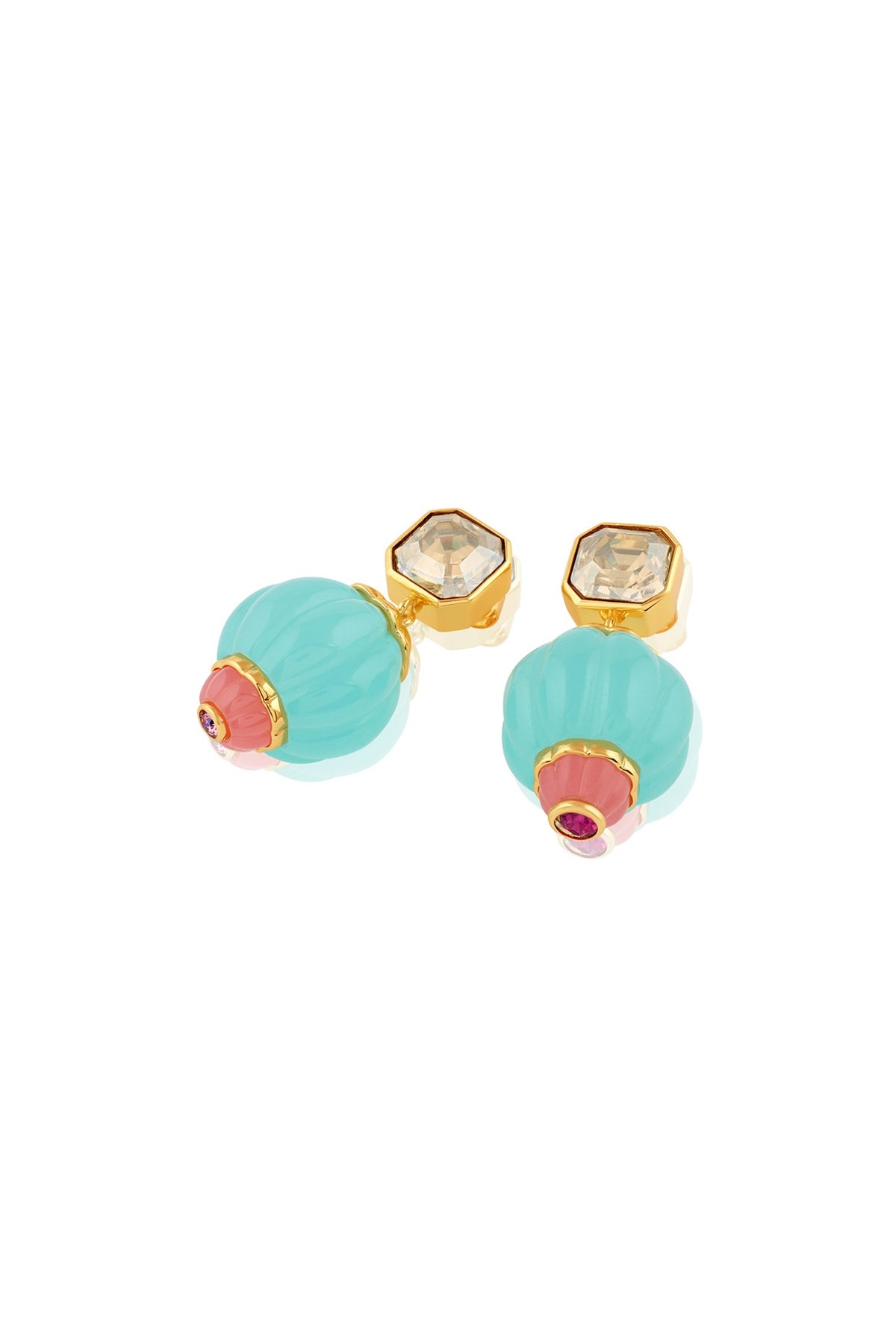 Gold Plated Turquoise Stone Dangler Earrings