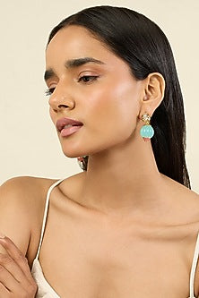 Gold Plated Turquoise Stone Dangler Earrings