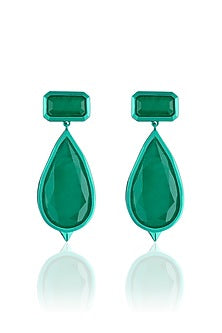 Gold Plated Green Doublet Stone Dangler Earrings