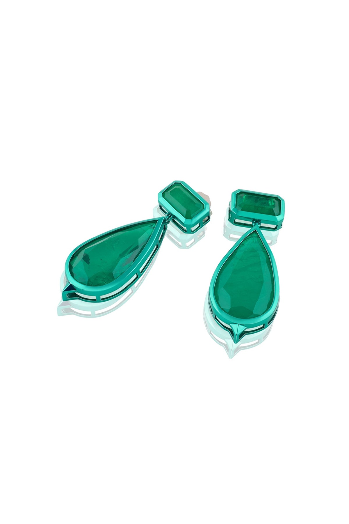 Gold Plated Green Doublet Stone Dangler Earrings