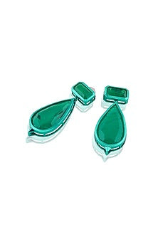 Gold Plated Green Doublet Stone Dangler Earrings