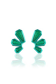 Gold Plated Green Doublet Stone Stud Earrings